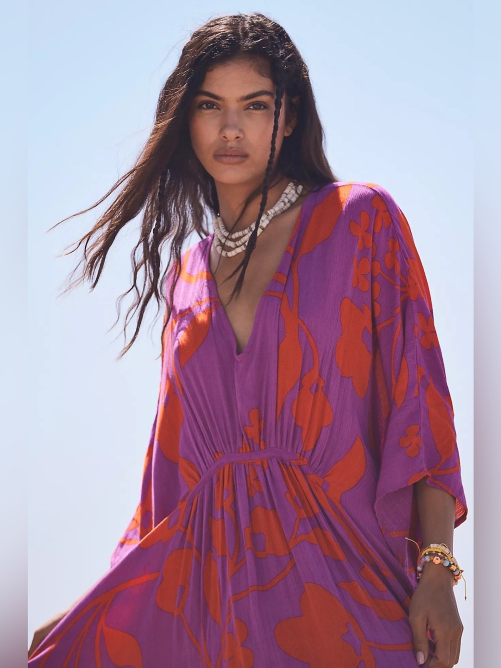 Free People Milkshake Mod Maxi Caftan Raspberry One Size - Picture 4 of 10